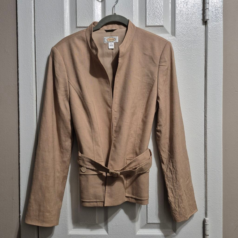 Women's Talbots Beige Linen Blend Blazer Jacket Size 6